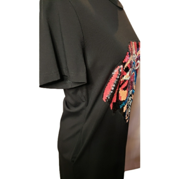 Rottweiler Dog Sequins Crewneck Luxury Dress with Pockets - Picture 3 of 9